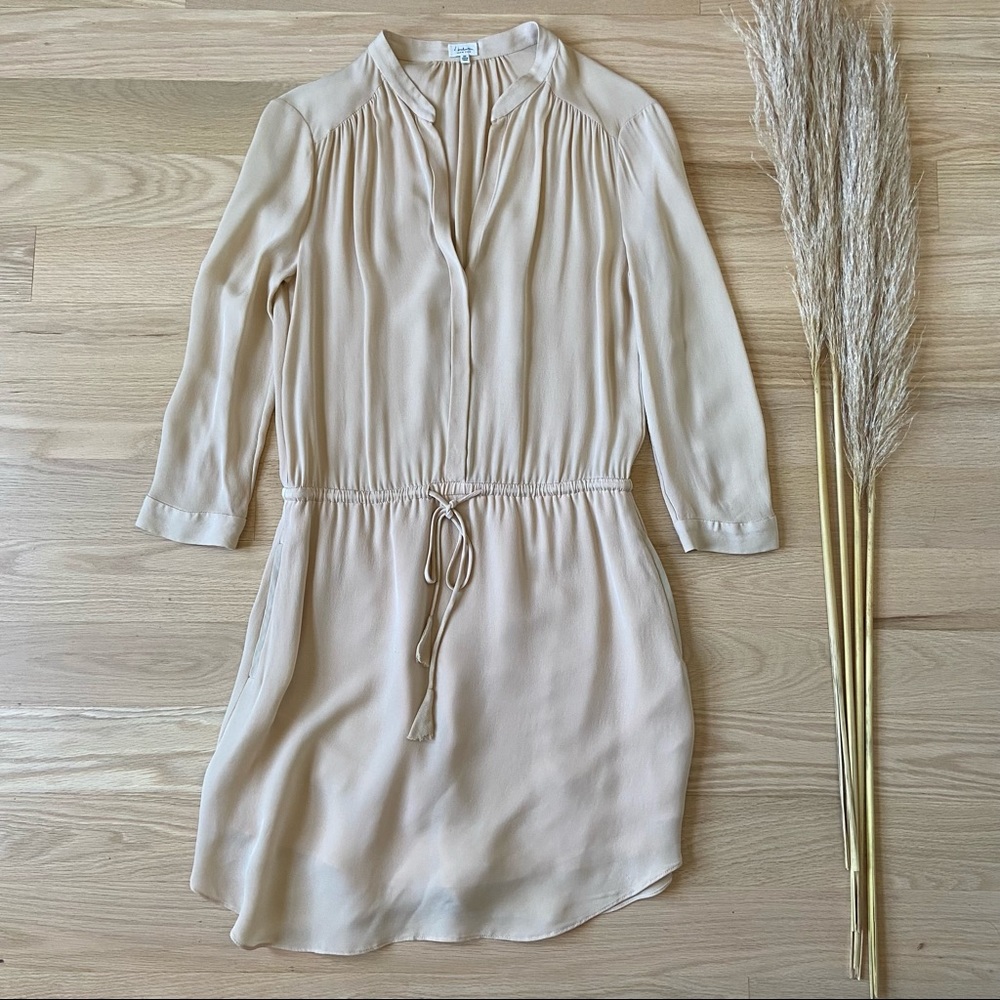 Babaton Nude 100% Silk Wrap Dress | size XS